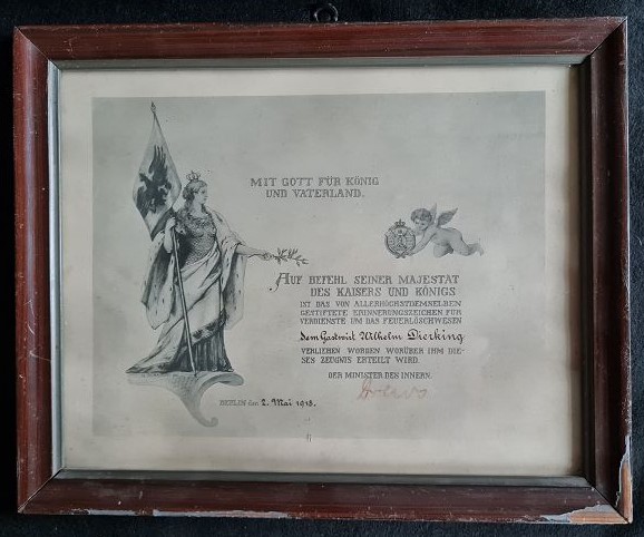 1918 Mai Urkunde zum Ehrenzeichen
