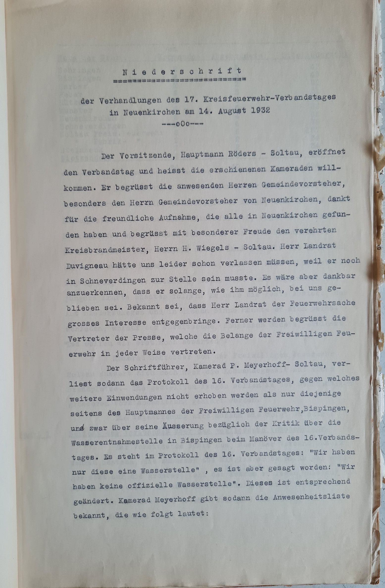Protokoll Verbandsversammlung 1932 S. 1